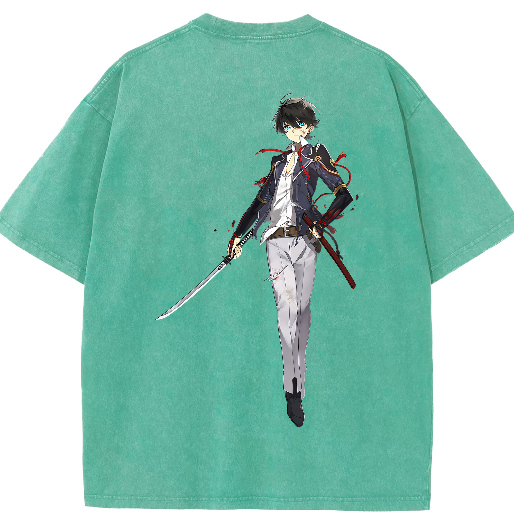 （画像用） 刀剣乱舞 Touken Ranbu 綿100% ヴィンテージ風 半袖Tシャツ（背面プリント）